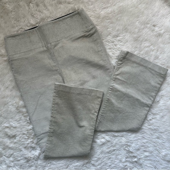Sprwmn Pants Corduroy Ankle Flare Pull On Elastic Waist Cropped Beige M - Picture 2 of 12